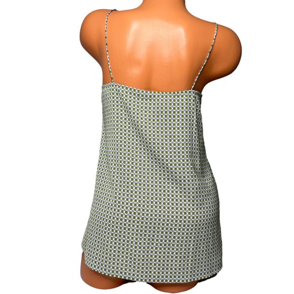 J.CREW Tank Top Ruffle Blouse Womens White Green Printed Sleeveless Size 4 - Picture 2 of 9